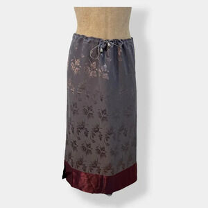 L'Odyssee Vintage 90s Embossed Satin Midi Skirt
